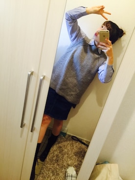 「OSMOSIS（オズモーシス）のアイテム（シャツ/ブラウス、ブルー系）」を使った、はるやんさん（レディース・168cm）の秋コーディネート