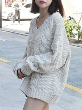 「Vネック」｜jiyoung kimさん（レディース・160cm）の秋コーディネート