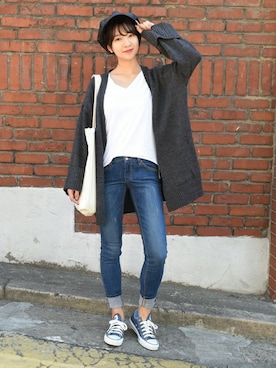 「yellow（イエロー）のアイテム」を使った、jiyoung kimさん（レディース・160cm）の秋コーディネート