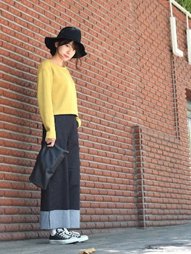 「yellow（イエロー）のアイテム」を使った、jiyoung kimさん（レディース・160cm）の秋コーディネート