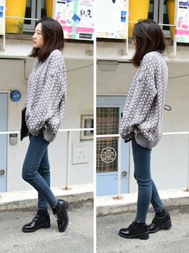 「Vネック」｜jiyoung kimさん（レディース・160cm）の秋コーディネート