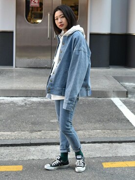 デニムジャケットを使った デニムパンツ の人気ファッションコーディネート 地域 韓国 Wear