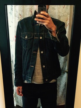 「GAP（ギャップ）のアイテム（デニムジャケット、ブルー系）」を使った、ベンベンさん（メンズ・177cm）の秋コーディネート