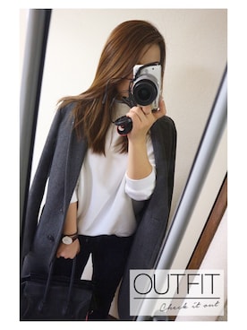 「Daniel Wellington（ダニエルウェリントン）のDaniel Wellington 'Classic Bristol' Round Leather Strap Watch, 36mm（アナログ腕時計）」を使った、saya♡さん（レディース・153cm）の冬コーディネート