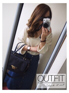 「Daniel Wellington（ダニエルウェリントン）のDaniel Wellington 'Classic Bristol' Round Leather Strap Watch, 36mm（アナログ腕時計）」を使った、saya♡さん（レディース・153cm）の冬コーディネート