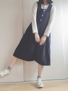 「Crisp（クリスプ）のアイテム（つなぎ/オールインワン）」を使った、なななさん（レディース・163cm）の春コーディネート