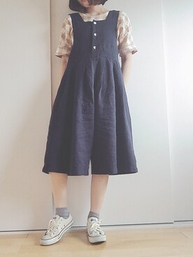 「Crisp（クリスプ）のアイテム（つなぎ/オールインワン）」を使った、なななさん（レディース・163cm）の夏コーディネート