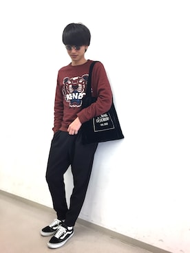 「KENZO」｜「アイテム（トートバッグ）」を使った、yukiさん（メンズ・178cm）の秋コーディネート