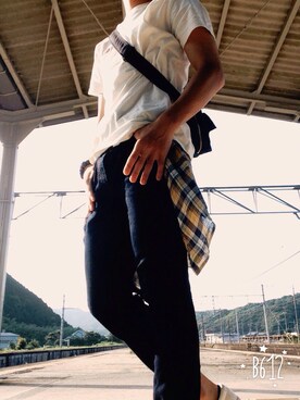 「UNIQLO（ユニクロ）のアイテム（スニーカー、ホワイト系）」を使った、じゅらじゅらさん（メンズ・165cm）の夏コーディネート