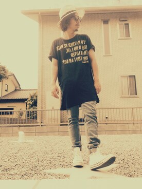 「Magine（マージン）のアイテム（帽子）」を使った、☆ash★◡̎*さん（メンズ・167cm）の夏コーディネート