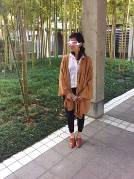 「アイテム（その他トップス、ブラウン系）」を使った、Mさん（レディース・155cm）の秋コーディネート