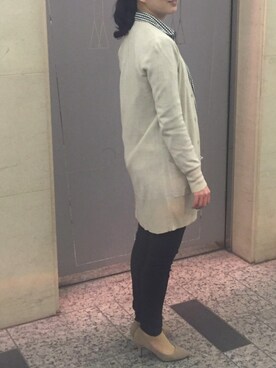 「GU（ジーユー）のアイテム（その他アウター、ベージュ系）」を使った、Mさん（レディース・156cm）の秋コーディネート