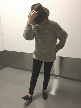 「GU（ジーユー）の（GU）ローファー（シューズ、ブラック系）」を使った、Mさん（レディース・156cm）の秋コーディネート