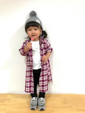 「アイテム（シャツワンピース）」を使った、hiさん（キッズ・90cm）の秋コーディネート