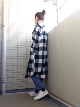 「チェックシャツワンピース」｜「アイテム（サロペット/オーバーオール）」を使った、somさん（レディース・161cm）の秋コーディネート