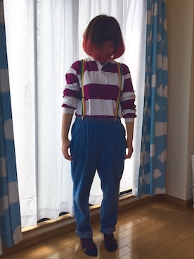 「ラガーシャツ」｜Saaachiさん（レディース・154cm）の春コーディネート