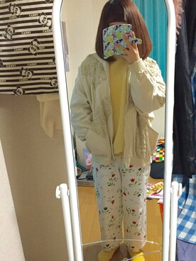 「little sunny bite」｜「アイテム（ブルゾン）」を使った、Saaachiさん（レディース・154cm）の春コーディネート