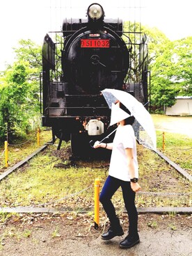 「Champion（チャンピオン）のアイテム（Tシャツ/カットソー、ホワイト系）」を使った、TIPPAさん（レディース・161cm）の夏コーディネート