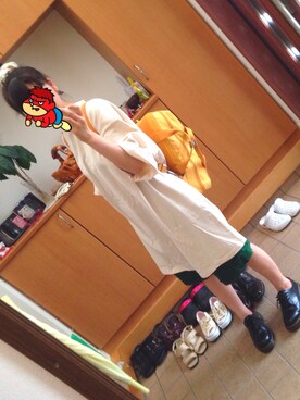 「tumugu（ツムグ）のアイテム（ワンピース、ベージュ系）」を使った、ゆうかはん。さん（レディース・159cm）の夏コーディネート