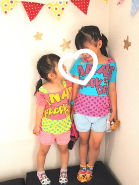 「ANAP kids（アナップキッズ）のアイテム（Tシャツ/カットソー、ブルー系）」を使った、ichi✩akaさん（キッズ・130cm）の春コーディネート