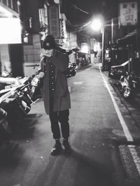 「Carhartt WIP（カーハートダブリューアイピー）のアイテム（デニムジャケット）」を使った、Klaus Chuangさん（メンズ・188cm）の冬コーディネート