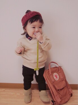 「スウェット×シャツ」｜りーさん（キッズ・80cm）の冬コーディネート