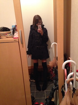 「ニーハイソックス」｜「アイテム（ダッフルコート）」を使った、hidekaさん（レディース・151cm）の秋コーディネート