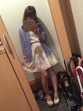 「花柄 スカート」｜「アイテム（サンダル）」を使った、hidekaさん（レディース・151cm）の春コーディネート