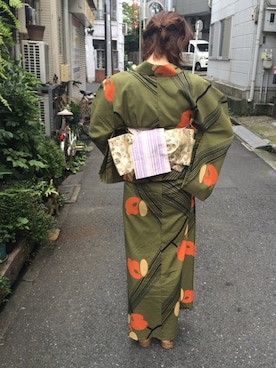 「みどり」｜「アイテム（浴衣）」を使った、pyoonさん（レディース・168cm）の夏コーディネート