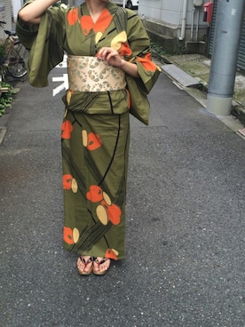 「みどり」｜「アイテム（浴衣）」を使った、pyoonさん（レディース・168cm）の夏コーディネート