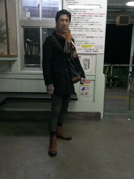 「アイテム（トレンチコート、ブルー系）」を使った、そうちゃんさん（メンズ・165cm）の春コーディネート
