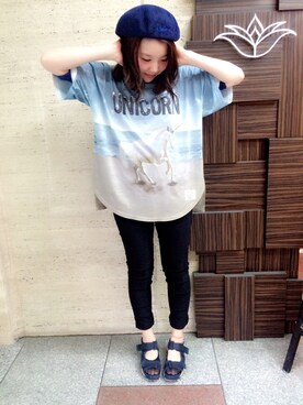 「RODEO CROWNS WIDE BOWL（ロデオクラウンズワイドボウル）のアイテム（ハンチング/ベレー帽）」を使った、NYNY.CO 京橋✂︎さん（レディース・157cm）の夏コーディネート