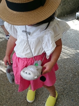 「韓国子供服のアイテム（シャツ/ブラウス、ホワイト系）」を使った、R.さん（キッズ・120cm）の夏コーディネート