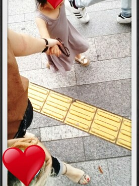 「GU（ジーユー）のアイテム（トップス、ブラウン系）」を使った、R.さん（キッズ・120cm）の秋コーディネート