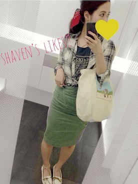 「アイテム（ヘアアクセサリー、ブルー系）」を使った、shavenさん（レディース・159cm）の春コーディネート