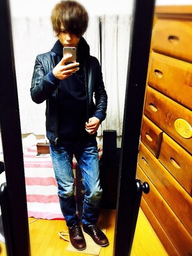 「STUDIOUS（ステュディオス）のアイテム（ミリタリージャケット）」を使った、yuuさん（メンズ・169cm）の冬コーディネート