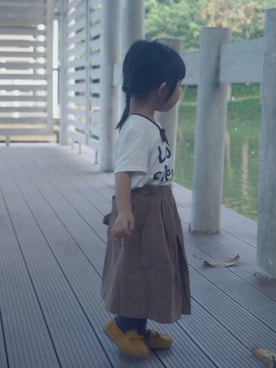「アイテム（スカート）」を使った、懒yuさん（キッズ・90cm）の秋コーディネート