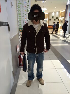 「YEVS（イーブス）のアイテム（ブルゾン）」を使った、T-KUNさん（メンズ・165cm）の冬コーディネート