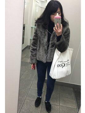 「one way（ワンウェイ）のアイテム（シューズ）」を使った、まい汰んさん（レディース・157cm）の冬コーディネート