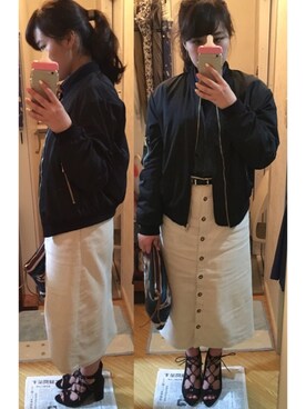 「one way（ワンウェイ）のアイテム（シューズ）」を使った、まい汰んさん（レディース・157cm）の春コーディネート
