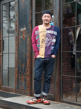 「glamb（グラム）のアイテム」を使った、【glamb】TOMIYAMAさん（メンズ・173cm）の春コーディネート