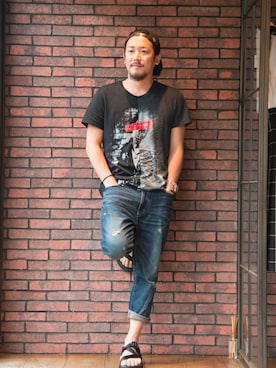 「glamb（グラム）のアイテム（パンツ）」を使った、【glamb】TOMIYAMAさん（メンズ・173cm）の夏コーディネート