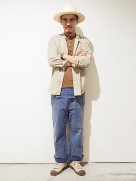 「STYLE」｜「アイテム（サロペット/オーバーオール）」を使った、まっちゃんさん（メンズ・173cm）の夏コーディネート