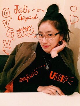 中田クルミさんの「UNIF Omen Sweater」を使ったコーディネート