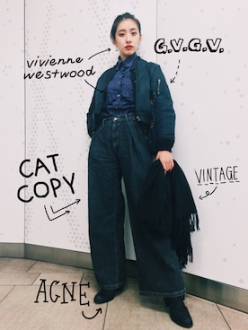 「G.V.G.V.（ジーヴィージーヴィー）のアイテム（ブルゾン）」を使った、中田クルミさん（レディース・168cm）の冬コーディネート