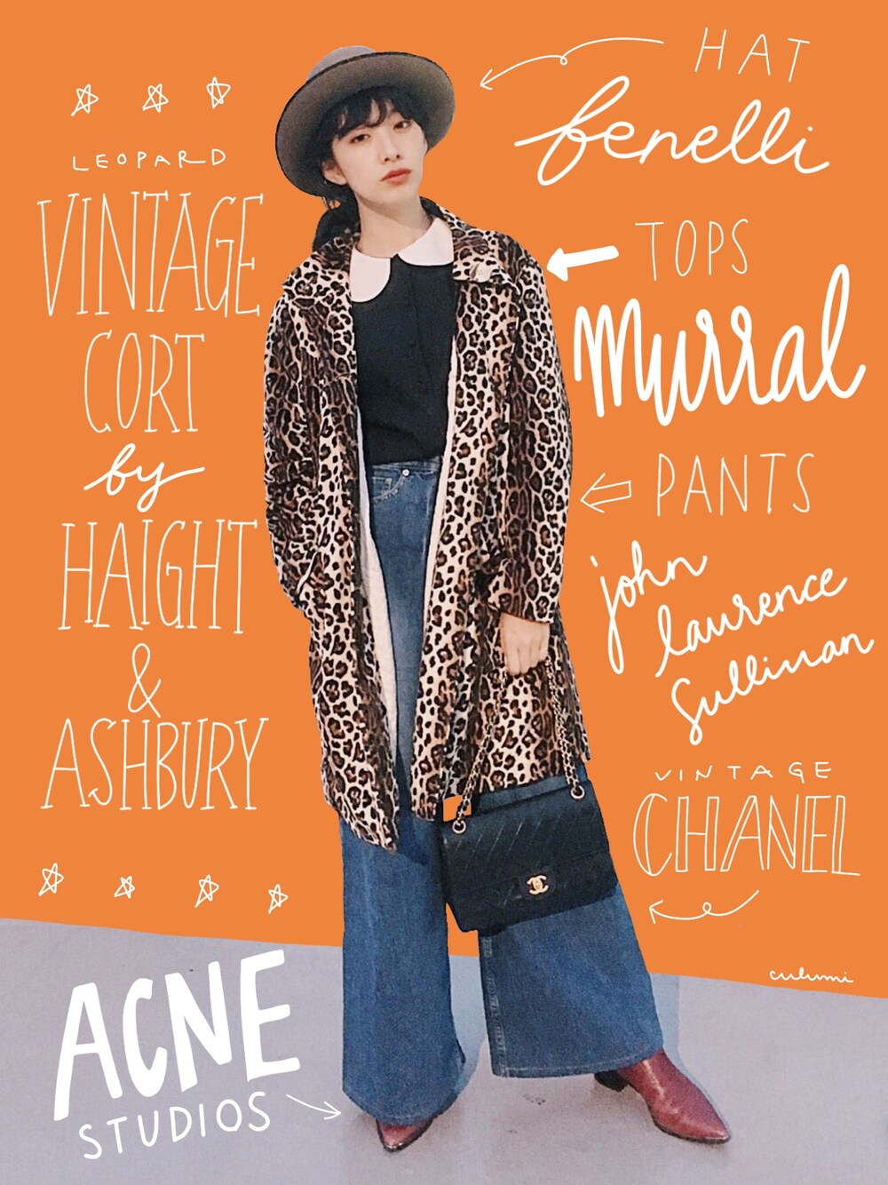 ブルー系のデニムパンツ、ブラック系のシャツ/ブラウス、ブラック系のショルダーバッグを着用したレディースの秋コーディネートの1枚目の写真