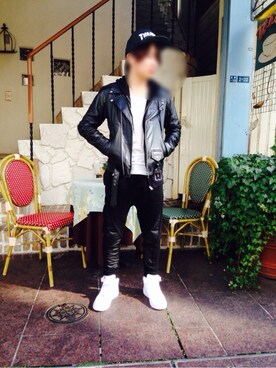 「asos（エイソス）のアイテム（その他パンツ、ブラック系）」を使った、mozukuさん（メンズ・165cm）の春コーディネート