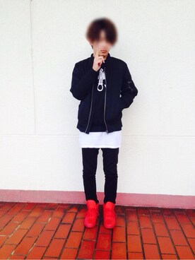 「BOY LONDON（ボーイロンドン）のアイテム（スウェット、ブラック系）」を使った、mozukuさん（メンズ・165cm）の春コーディネート