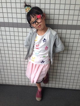 「アイテム（パーカー）」を使った、おとうちゃんとむすめさん（キッズ・110cm）の春コーディネート