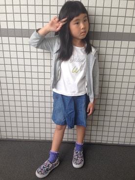 「アイテム（パーカー）」を使った、おとうちゃんとむすめさん（キッズ・110cm）の春コーディネート